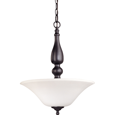 Nuvo Lighting 60/1848  Dupont - 3 Light Pendant with Satin White Glass in Dark Chocolate Bronze Finish